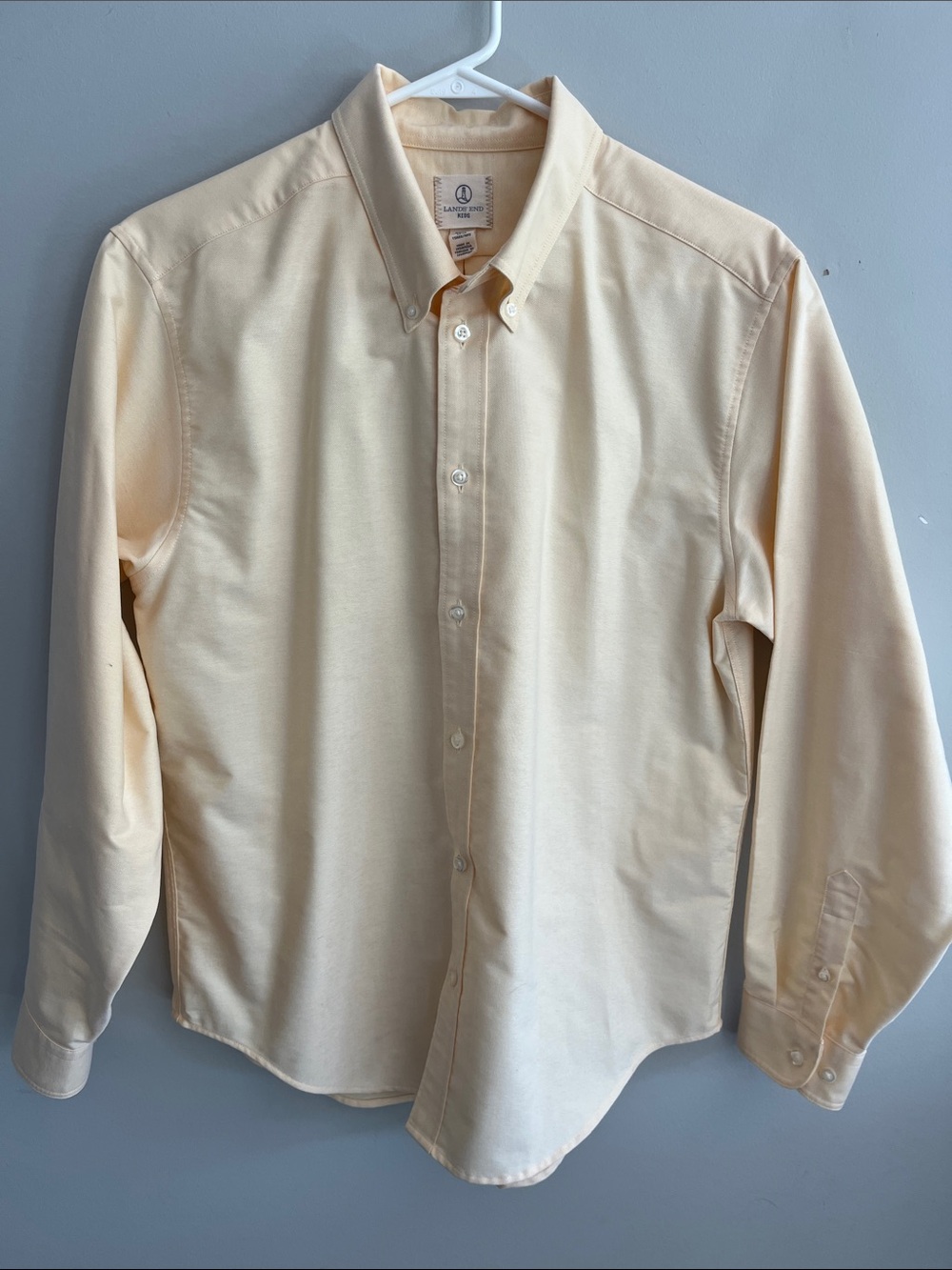 Classic Button-Down Dress Shirt in Pale Yellow Lands End Kids Size 18